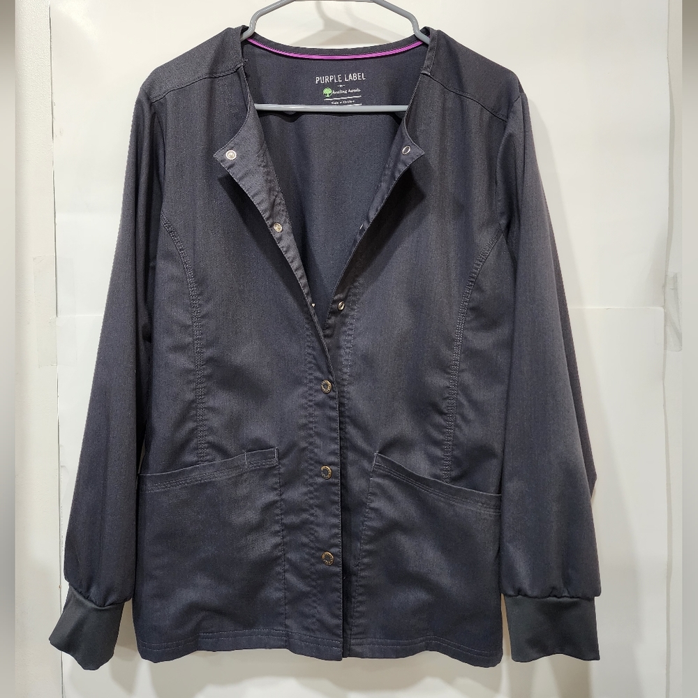 Healing hands purple label yoga scrub jacket